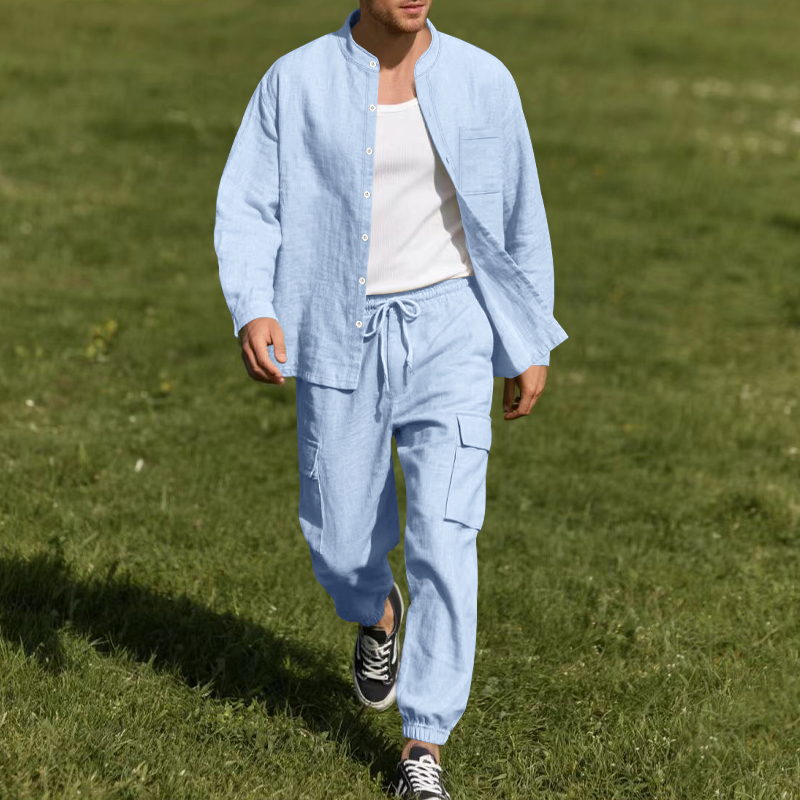Linen Shirt Breathable - Ensemble deux pièces en lin respirant