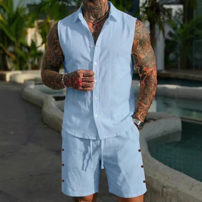 Short Linen Drawstring - Ensemble 2 pièces pour homme en