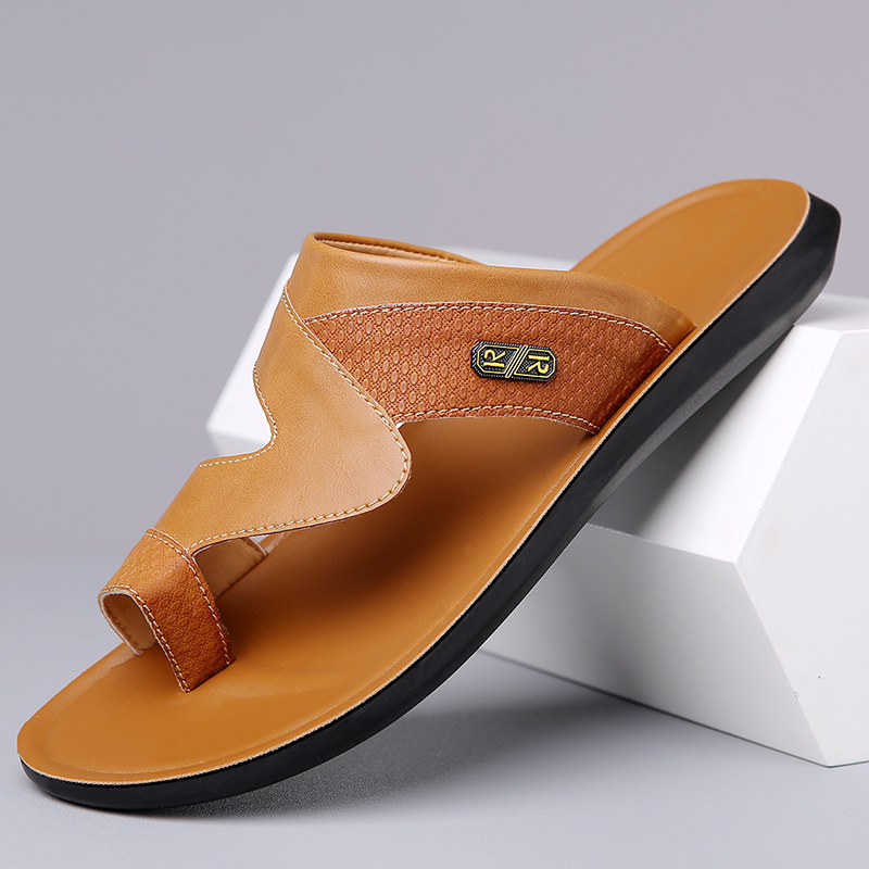 Flip Flop Leather Men - Sandales en cuir respirantes et antidérapantes