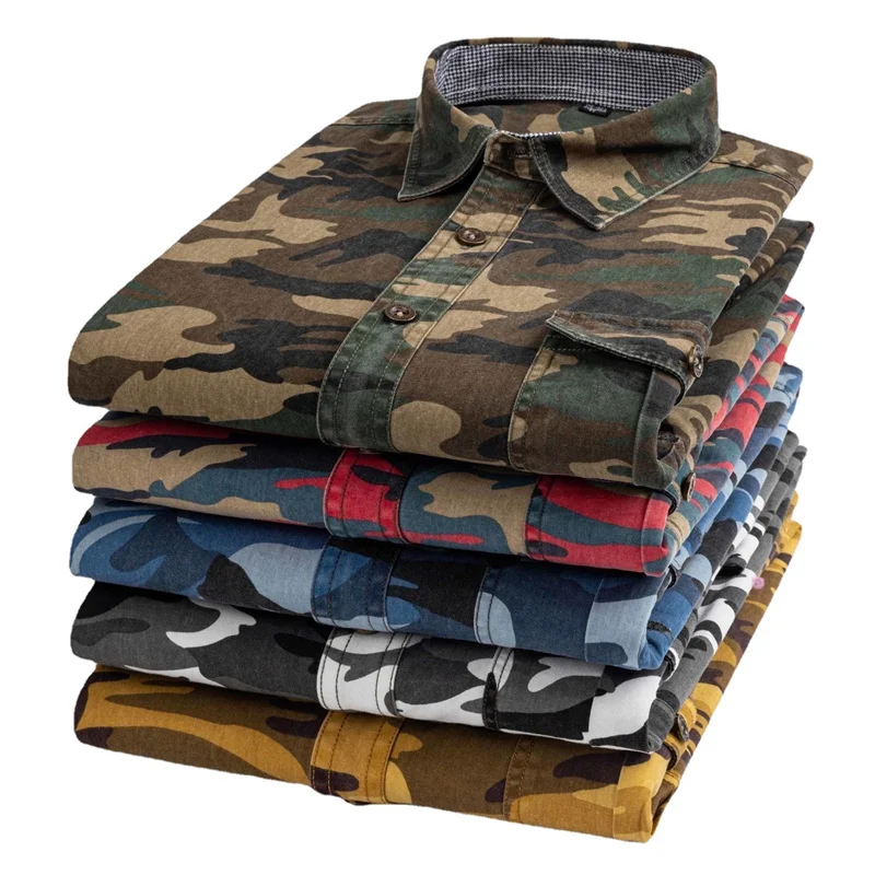 Shirt Camp Collar - CamSolomon-Chemises à manches longues pour hommes,