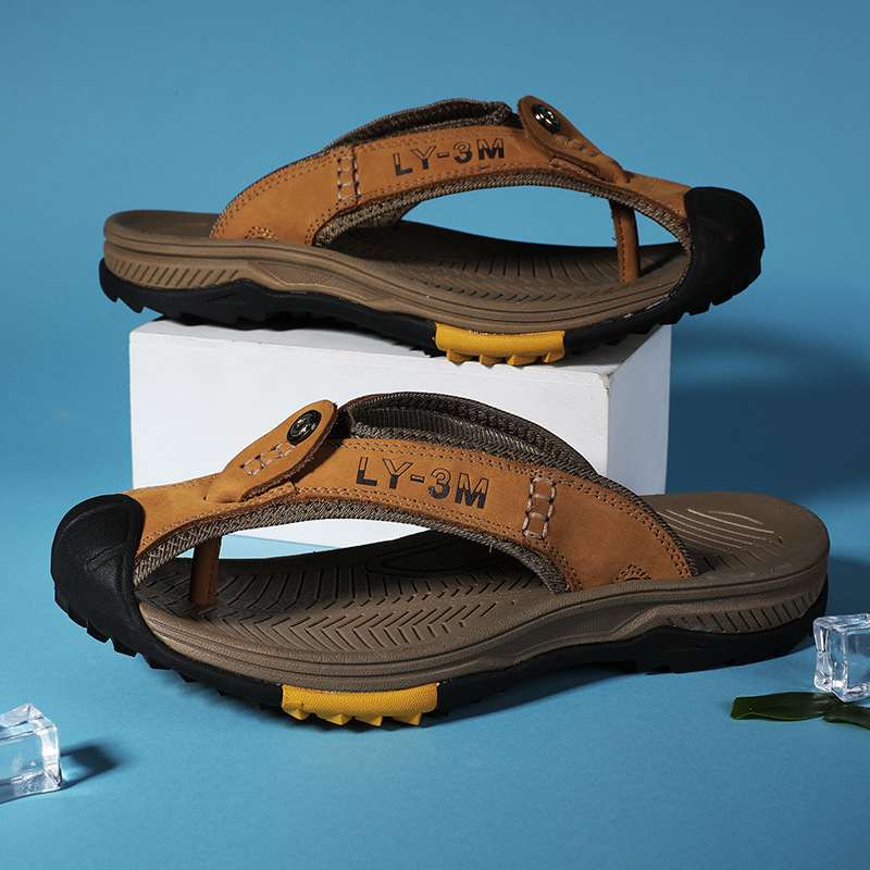 Flip Flop Leather Men - Tongs en cuir véritable pour hommes,