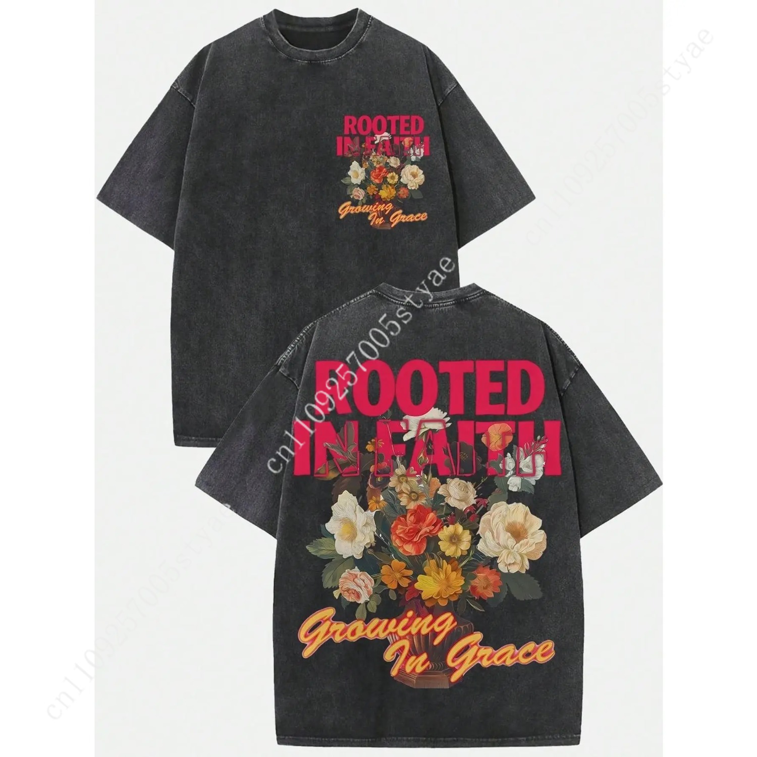Tee Graphic Print - T-shirt vintage pour femme, lavé, 230