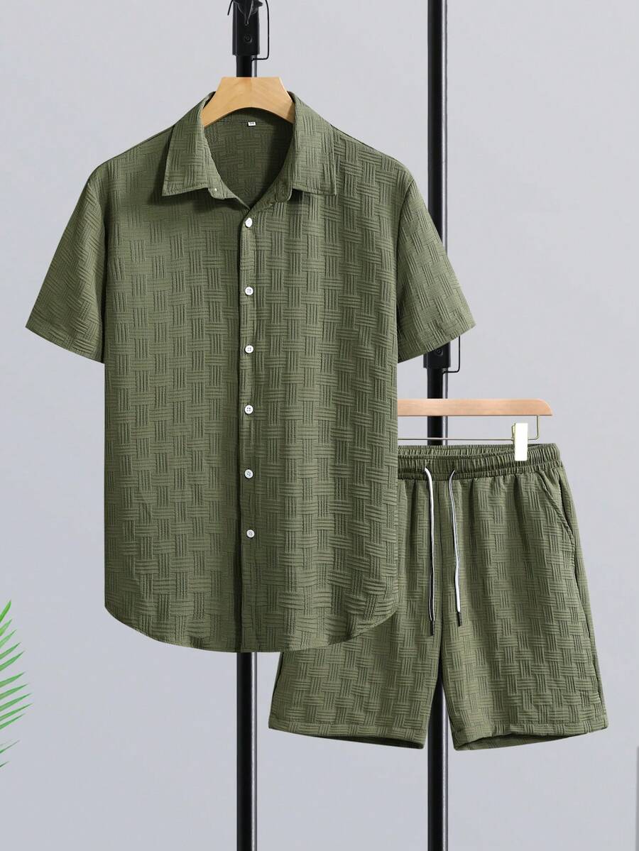 Short Linen Drawstring - Ensemble chemise à manches courtes et