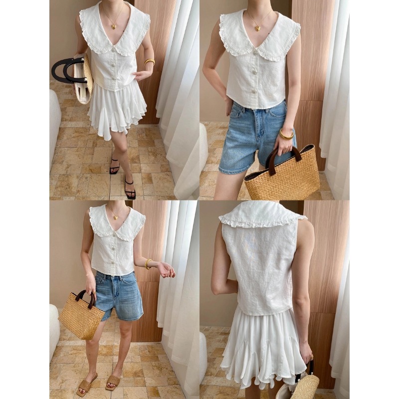 Shirt Camp Collar - Chemise gilet sans manches en lin