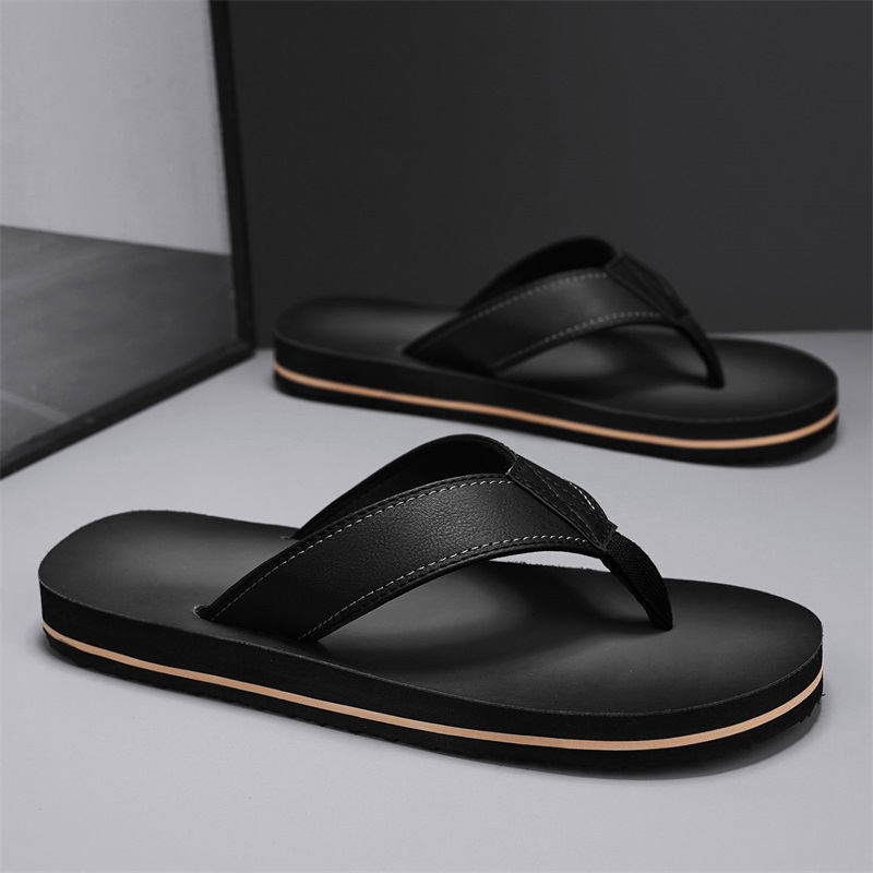 Flip Flop Leather Men - Tongs décontractées pour hommes en similicuir
