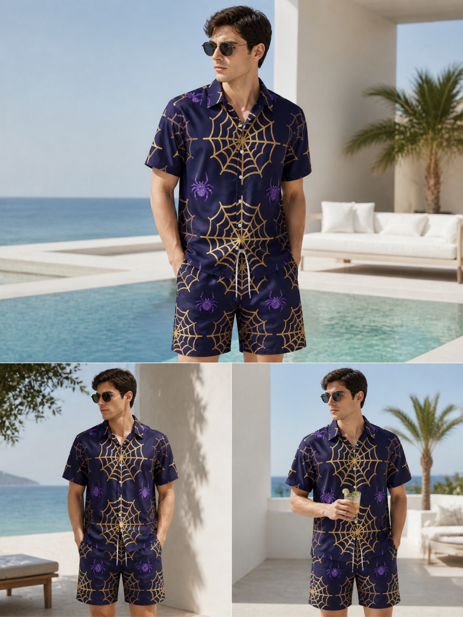 Resort Shirt Floral - Ensemble polo et short à manches