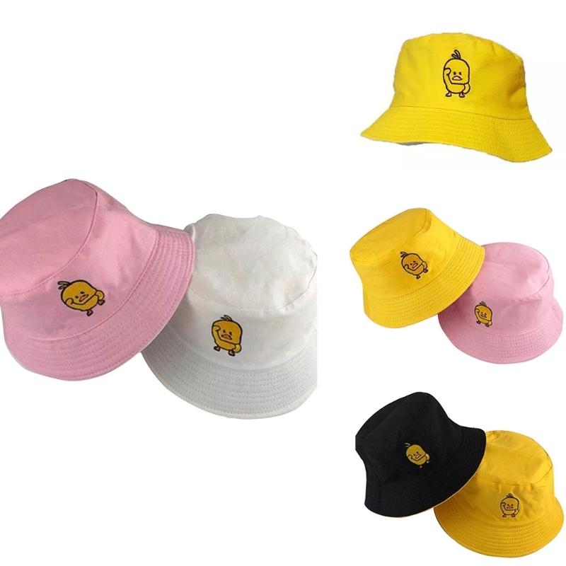 Packable Hat Nylon - Chapeau seau brodé canard jaune pour