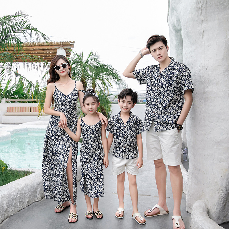Resort Shirt Floral - Tenue Assortie Famille : Robe Longue