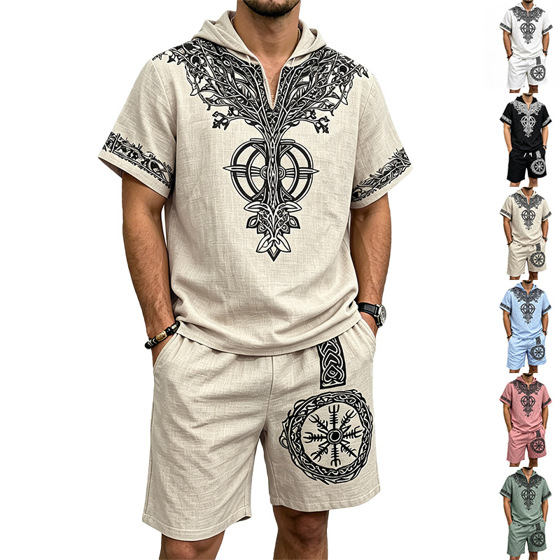 Short Linen Drawstring - Ensemble d'été 2 pièces pour homme