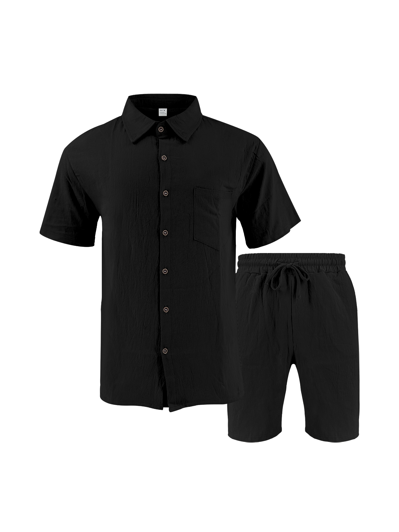 Short Linen Drawstring - Ensemble deux pièces texturé en lin