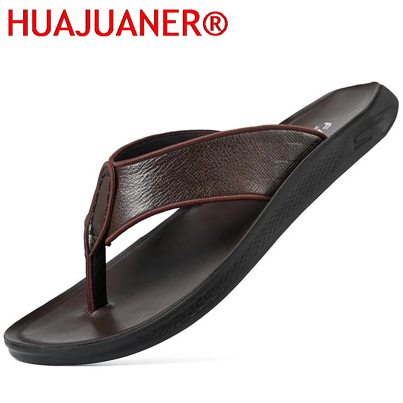 Flip Flop Leather Men - Sandales décontractées d'extérieur pour hommes, tongs
