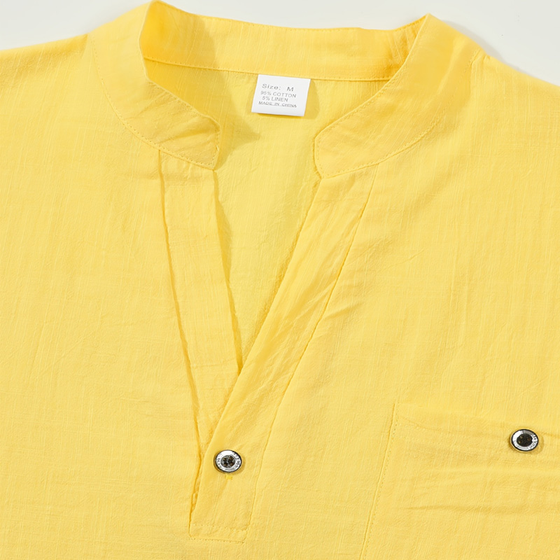 Chemise Henley en coton et lin - Linen Shirt Breathable avis et prix