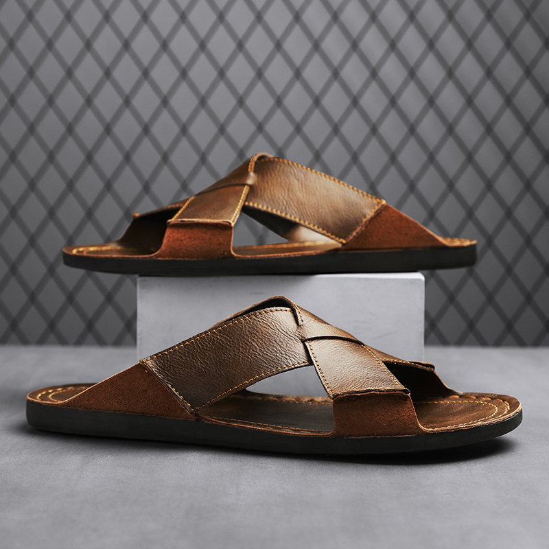 Mode en cuir véritable hommes  - Flip Flop Leather Men avis et prix