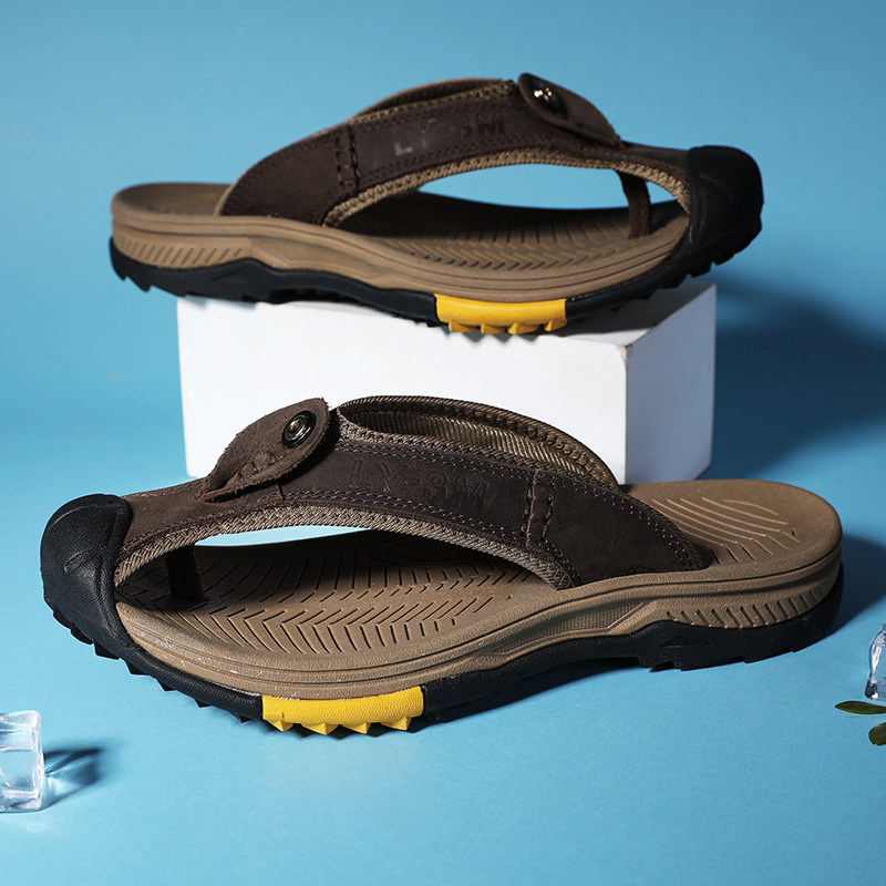 Tongs en cuir véritable pour h - Flip Flop Leather Men avis et prix