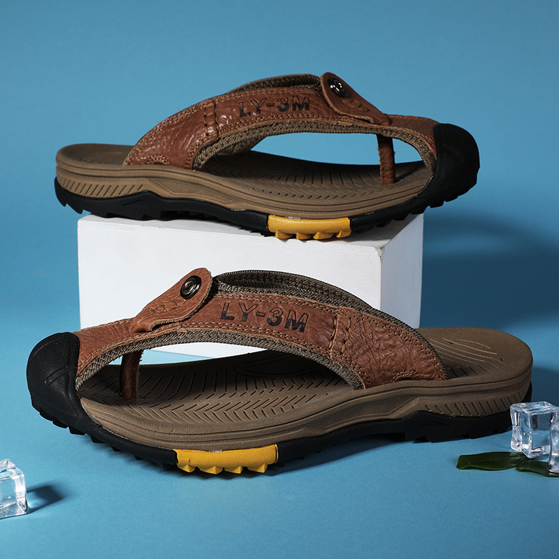 Tongs en cuir véritable pour h - Flip Flop Leather Men avis et prix