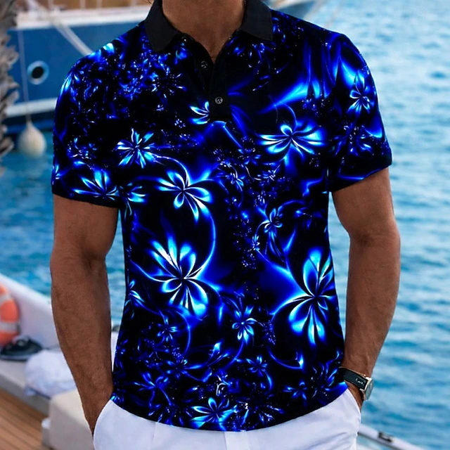 Polo homme vert fluo à motif f - Resort Shirt Floral avis et prix