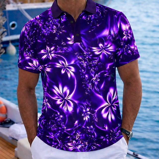 Polo homme vert fluo à motif f - Resort Shirt Floral avis et prix