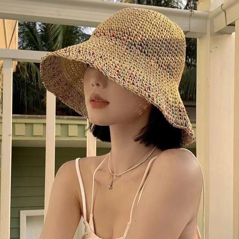 Chapeau de paille arc-en-ciel  - Bucket Hat Straw avis et prix