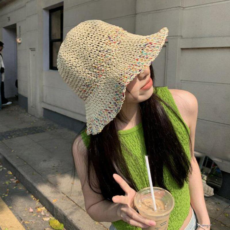 Chapeau de paille arc-en-ciel  - Bucket Hat Straw avis et prix