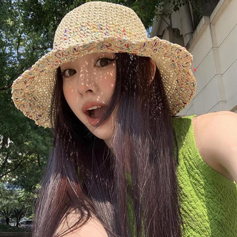 Chapeau de paille arc-en-ciel  - Bucket Hat Straw avis et prix