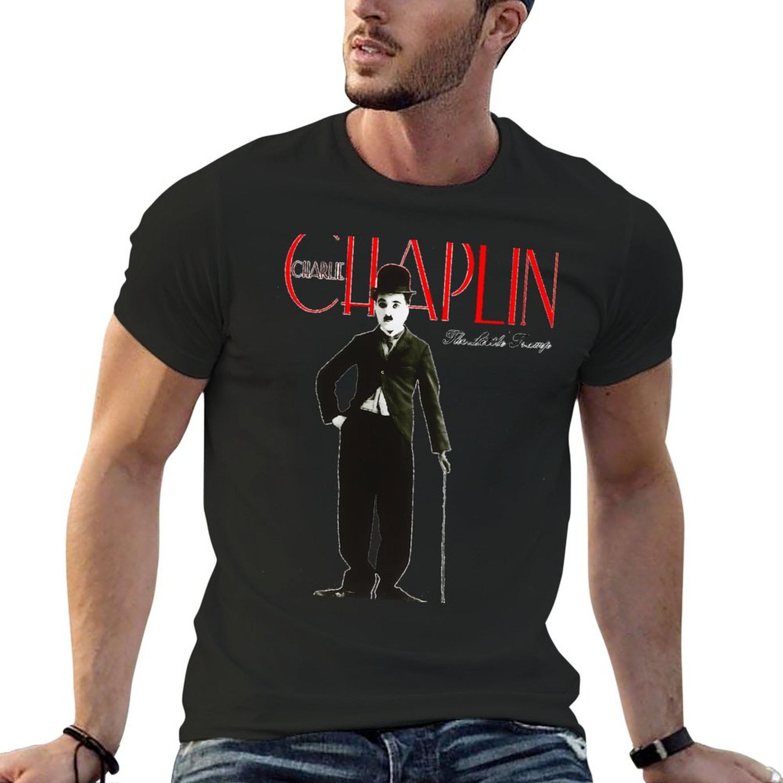 T-shirt Charlie Chaplin The Tr - Tee Graphic Print avis et prix