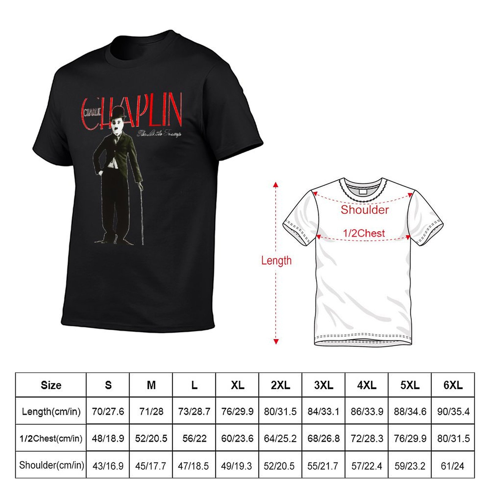 T-shirt Charlie Chaplin The Tr - Tee Graphic Print avis et prix