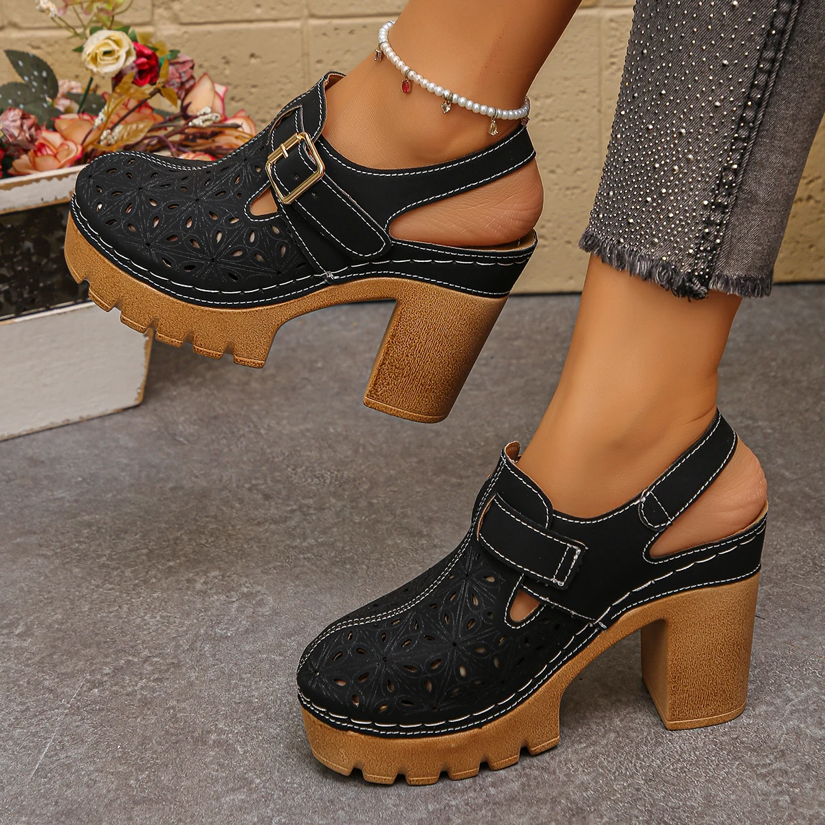 Sandales à talons épais pour f - Casual Sandal Leather avis et prix