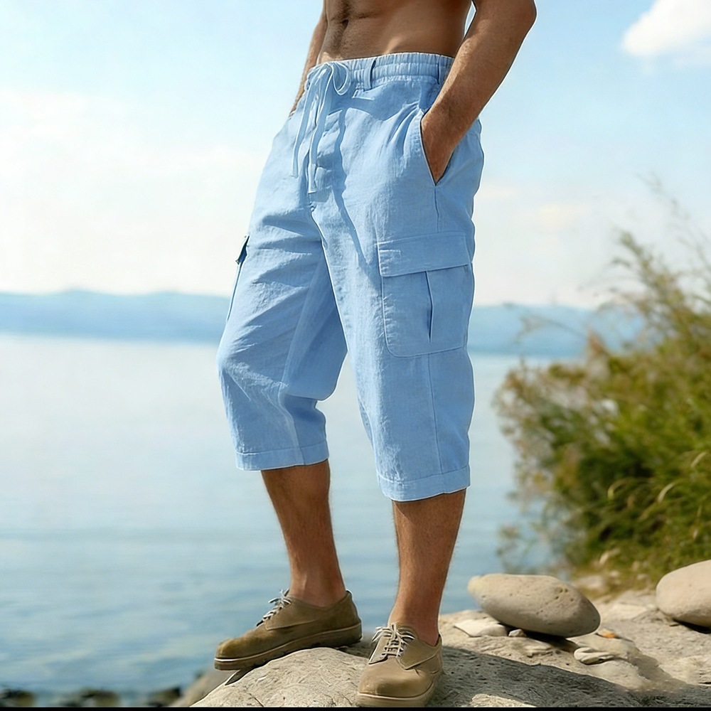 Shorts d'été pour hommes en co - Short Linen Drawstring avis et prix